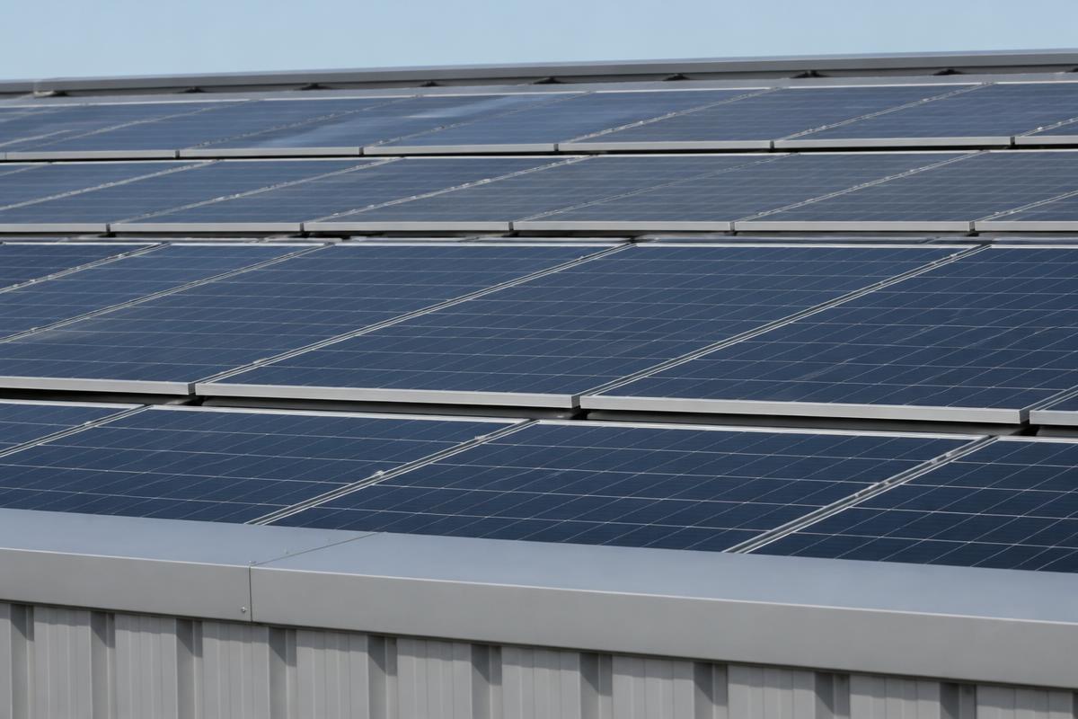 Impianto fotovoltaico sulla copertura dello stabilimento tra gli uliveti